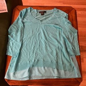 August Silk Bright Blue Blouse - petite